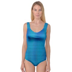 Seamless Blue Tiles Pattern Princess Tank Leotard 