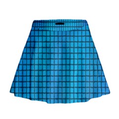 Seamless Blue Tiles Pattern Mini Flare Skirt