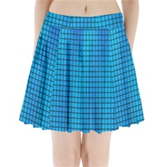 Seamless Blue Tiles Pattern Pleated Mini Skirt