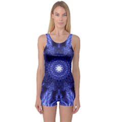 Tech Neon And Glow Backgrounds Psychedelic Art One Piece Boyleg Swimsuit