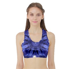 Tech Neon And Glow Backgrounds Psychedelic Art Sports Bra With Border