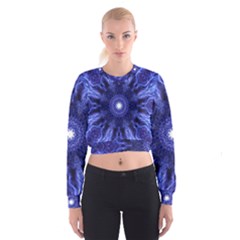 Tech Neon And Glow Backgrounds Psychedelic Art Women s Cropped Sweatshirt by Amaryn4rt