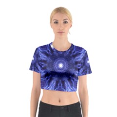 Tech Neon And Glow Backgrounds Psychedelic Art Cotton Crop Top by Amaryn4rt