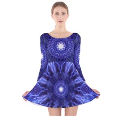 Tech Neon And Glow Backgrounds Psychedelic Art Long Sleeve Velvet Skater Dress