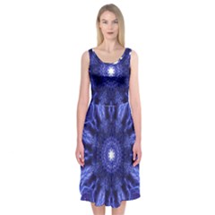 Tech Neon And Glow Backgrounds Psychedelic Art Midi Sleeveless Dress