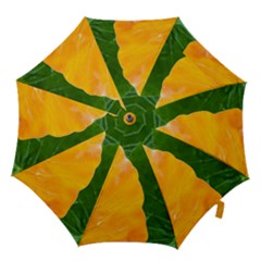 Wet Yellow And Green Leaves Abstract Pattern Hook Handle Umbrellas (medium) by Amaryn4rt