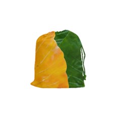 Wet Yellow And Green Leaves Abstract Pattern Drawstring Pouches (small)  by Amaryn4rt