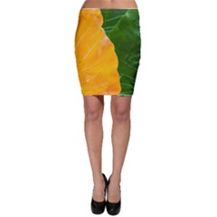 Wet Yellow And Green Leaves Abstract Pattern Bodycon Skirt