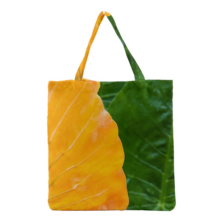 Wet Yellow And Green Leaves Abstract Pattern Grocery Tote Bag