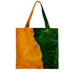 Wet Yellow And Green Leaves Abstract Pattern Zipper Grocery Tote Bag