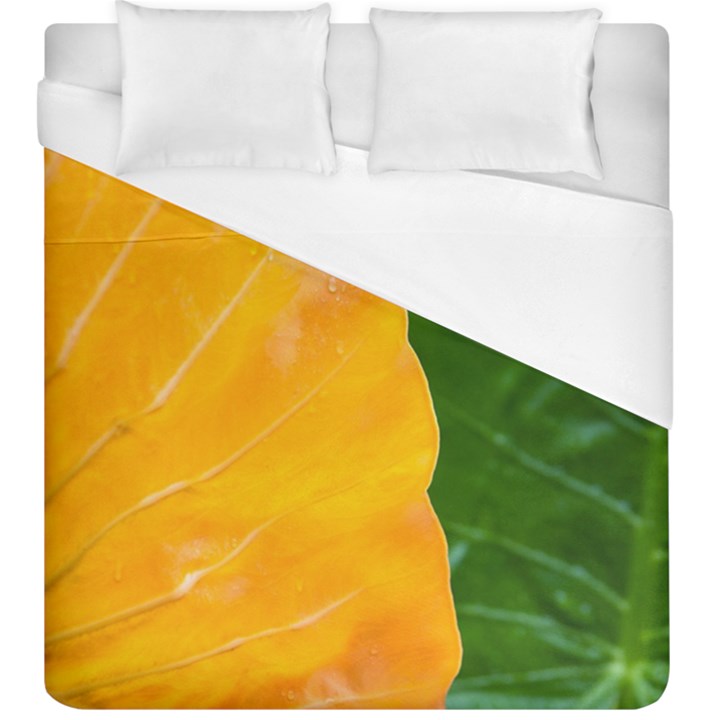 Wet Yellow And Green Leaves Abstract Pattern Duvet Cover (King Size)