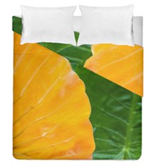 Wet Yellow And Green Leaves Abstract Pattern Duvet Cover Double Side (queen Size)