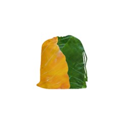 Wet Yellow And Green Leaves Abstract Pattern Drawstring Pouches (xs)  by Amaryn4rt