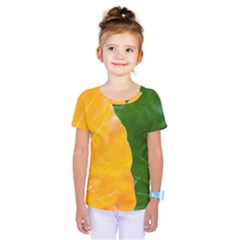 Wet Yellow And Green Leaves Abstract Pattern Kids  One Piece Tee