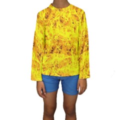 Yellow Abstract Background Kids  Long Sleeve Swimwear