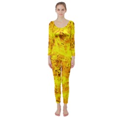 Yellow Abstract Background Long Sleeve Catsuit