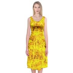 Yellow Abstract Background Midi Sleeveless Dress