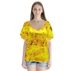 Yellow Abstract Background Flutter Sleeve Top