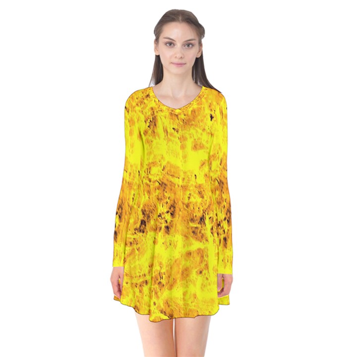 Yellow Abstract Background Flare Dress