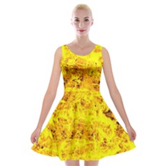 Yellow Abstract Background Velvet Skater Dress