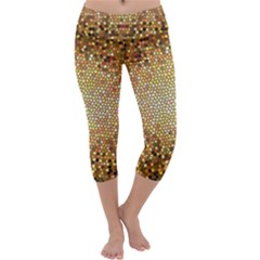 Yellow And Black Stained Glass Effect Capri Yoga Leggings by Amaryn4rt