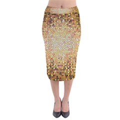 Yellow And Black Stained Glass Effect Velvet Midi Pencil Skirt