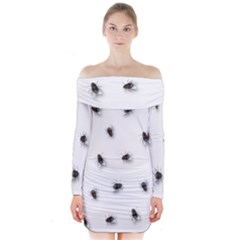 Flies Long Sleeve Off Shoulder Dress