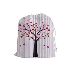 Valentine s Day Tree Drawstring Pouches (large) 