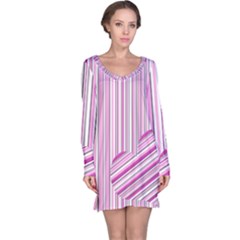 Pink Love Pattern Long Sleeve Nightdress