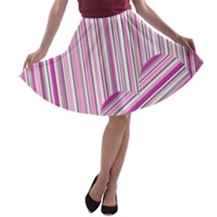 Pink Love Pattern A-line Skater Skirt