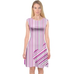 Pink Love Pattern Capsleeve Midi Dress