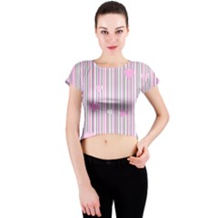 Pink Love Crew Neck Crop Top by Valentinaart