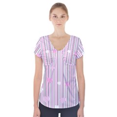 Pink Love Short Sleeve Front Detail Top