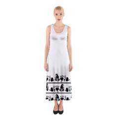 Simple Black And White Design Sleeveless Maxi Dress