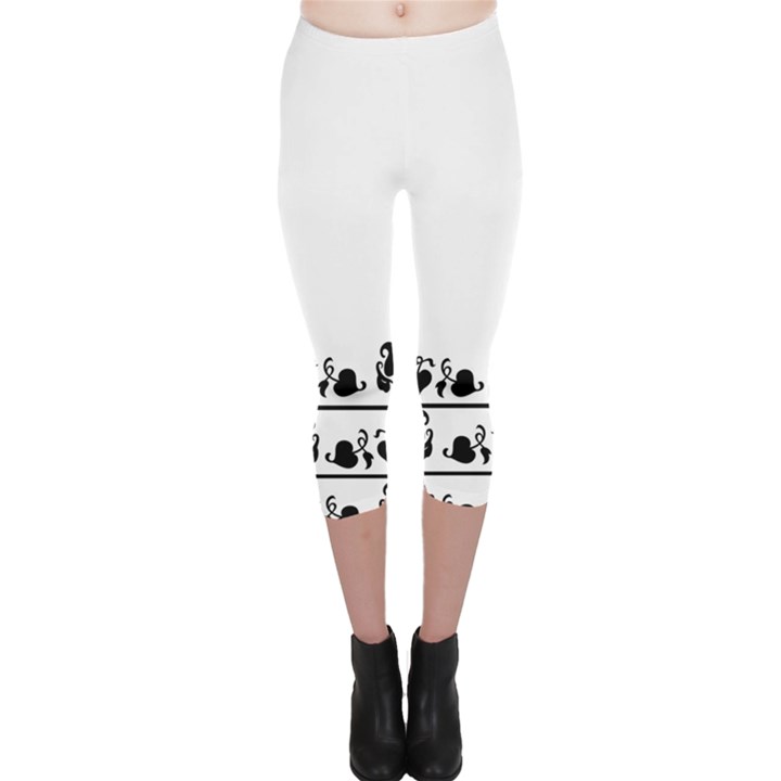 Simple black and white design Capri Leggings 