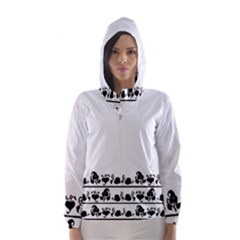 Simple Black And White Design Hooded Wind Breaker (women)