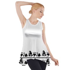 Simple Black And White Design Side Drop Tank Tunic