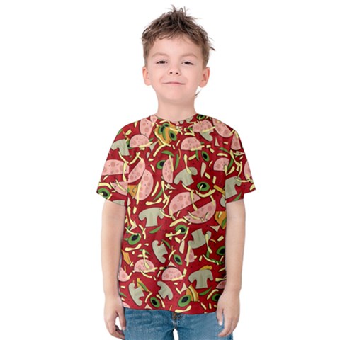 Pizza Pattern Kids  Cotton Tee by Valentinaart