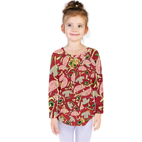 Pizza Pattern Kids  Long Sleeve Tee by Valentinaart