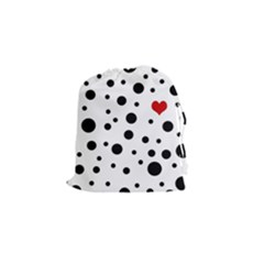 Dots And Hart Drawstring Pouches (small)  by Valentinaart