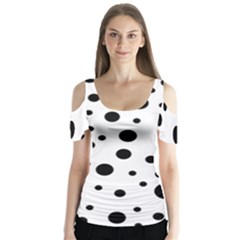 Dots And Hart Butterfly Sleeve Cutout Tee 