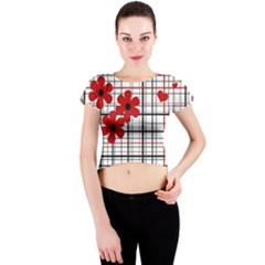 Cute Floral Desing Crew Neck Crop Top by Valentinaart