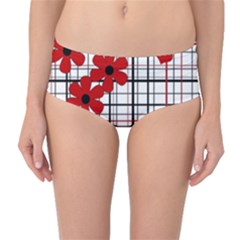 Cute Floral Desing Mid-waist Bikini Bottoms by Valentinaart