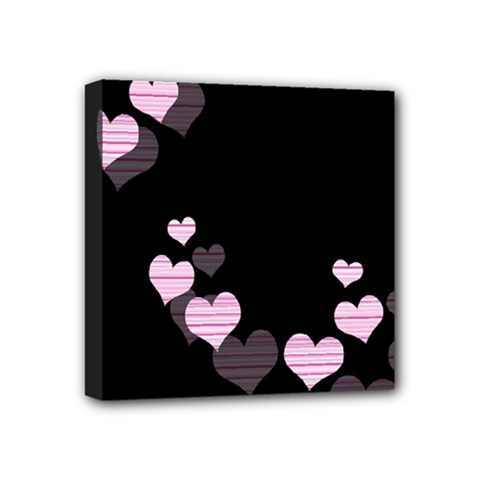 Pink Harts Design Mini Canvas 4  X 4 