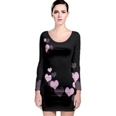 Pink Harts Design Long Sleeve Bodycon Dress