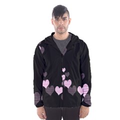 Pink Harts Design Hooded Wind Breaker (men) by Valentinaart