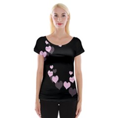 Pink Harts Design Women s Cap Sleeve Top