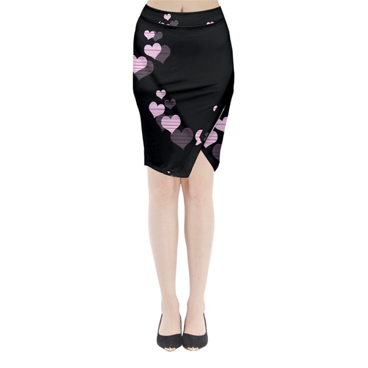 Pink harts design Midi Wrap Pencil Skirt