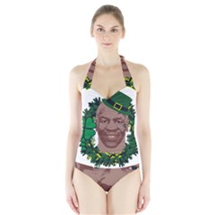 Kith Me I m Irith, Mike Tyson St Patrick s Day Design Halter Swimsuit by twistedimagetees