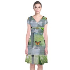 Butterfly #17 Short Sleeve Front Wrap Dress